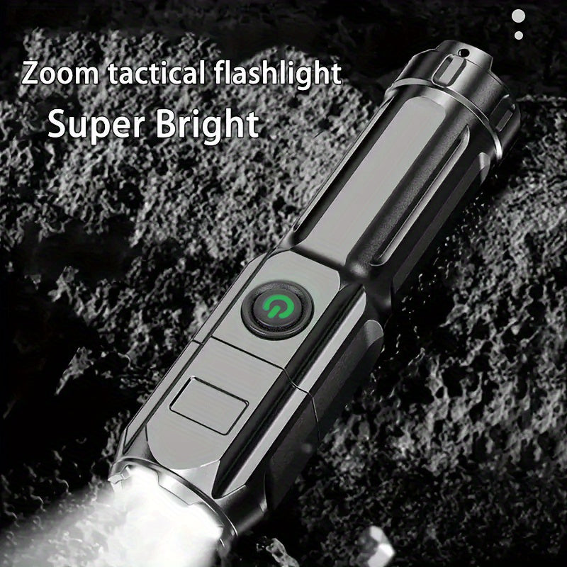 1 linterna potente con zoom, linterna pequeña portátil multifuncional para exteriores, luz con zoom telescópico