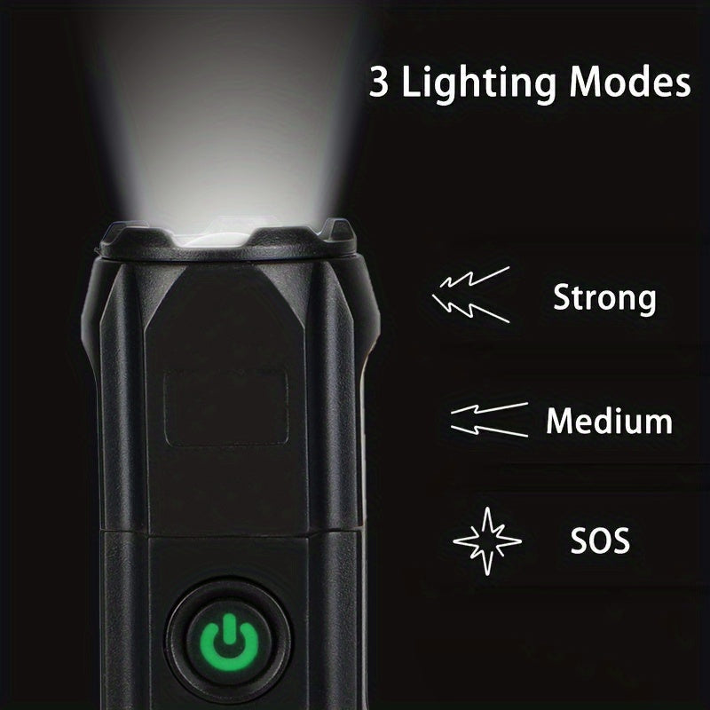 1 linterna potente con zoom, linterna pequeña portátil multifuncional para exteriores, luz con zoom telescópico