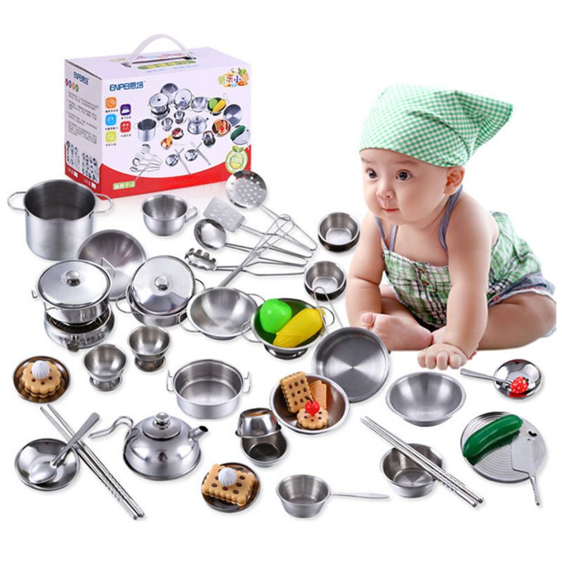 Juego de utensilios de cocina para niños de acero inoxidable