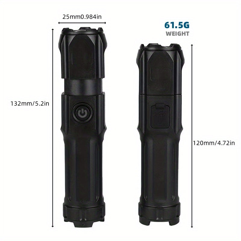 1 pc Lanterna potente com zoom, lanterna pequena portátil multifuncional para uso externo, luz com zoom telescópico