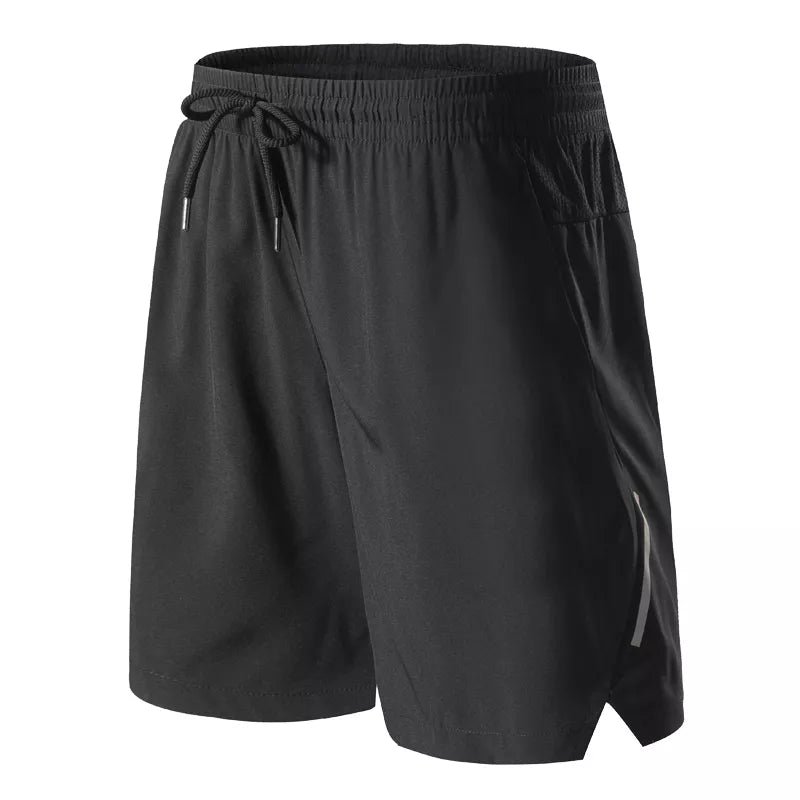 Pantalones cortos deportivos para hombre con banda reflectante y bolsillos