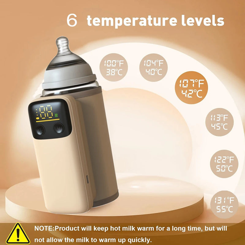 Aquecedor de garrafas portátil recarregável com carregamento rápido Aquecedor de leite sem fio com controle de temperatura