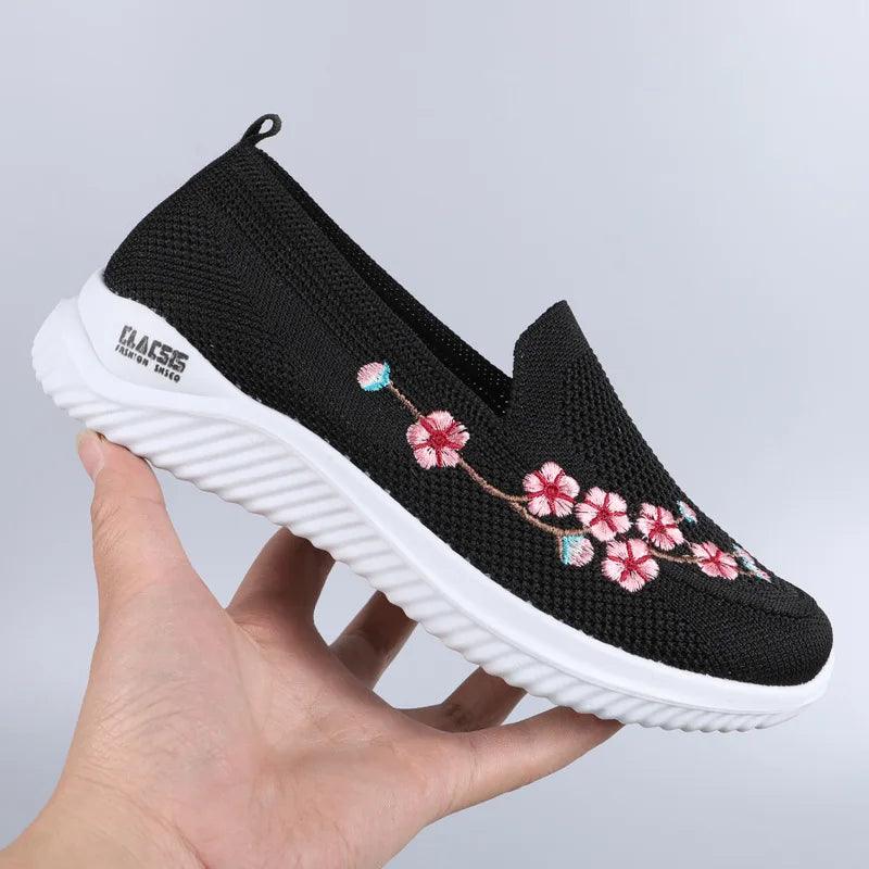 Zapatillas deportivas cómodas con flores para mujer