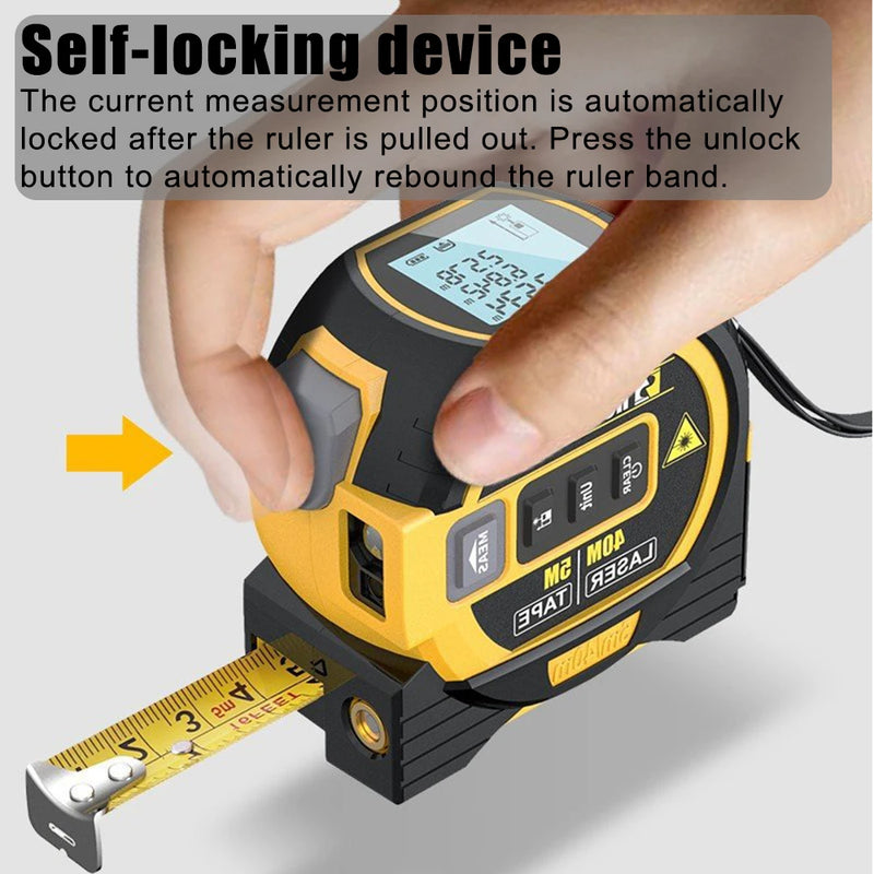 Cinta métrica - Telémetro láser con luz de fondo, cinta métrica, pantalla LCD, dispositivo de medición, medidor de distancia, 5 m, 3 en 1