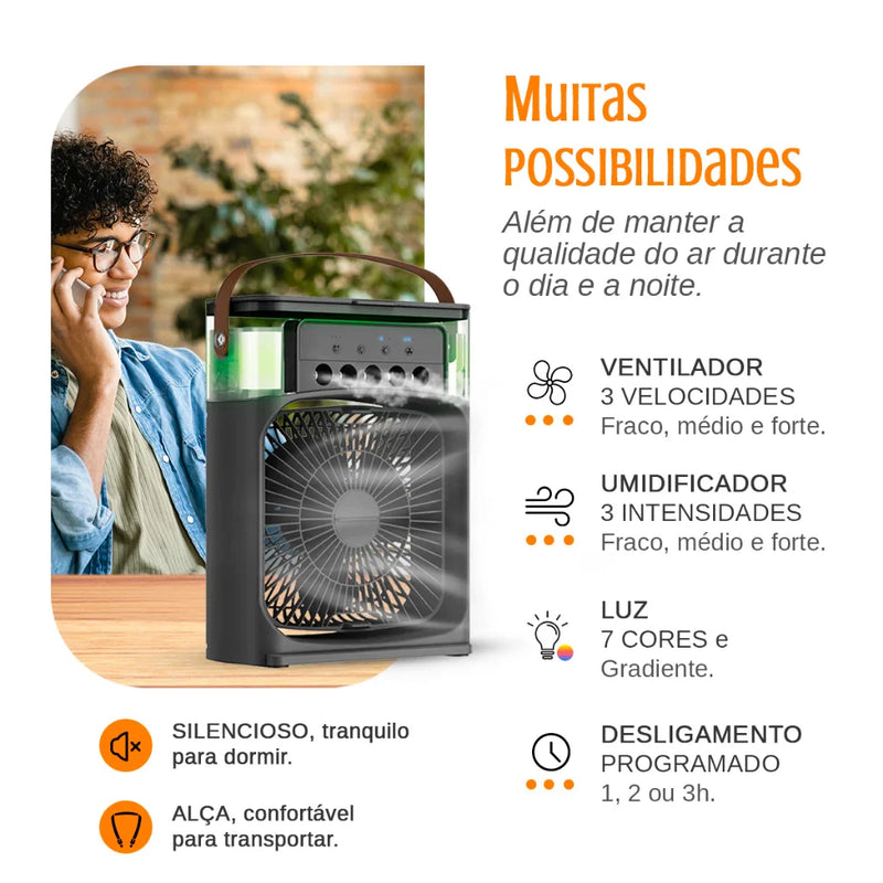 Mini aire acondicionado, aire acondicionado, humidificador, ventilador, portátil, USB, LED, dormitorio, sala de estar, oficina, escritorio, tanque de 600 ml, manija