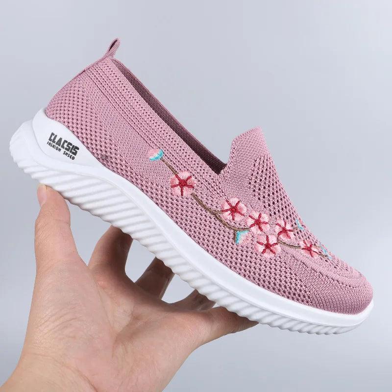 Zapatillas deportivas cómodas con flores para mujer