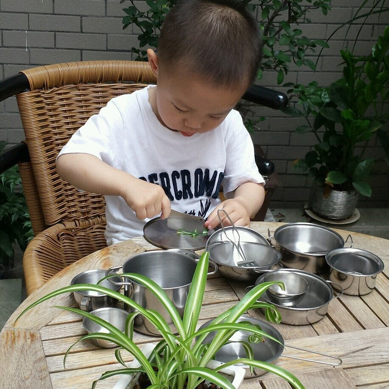 Juego de utensilios de cocina para niños de acero inoxidable